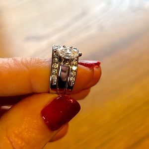 14 kt white gold wedding ring set